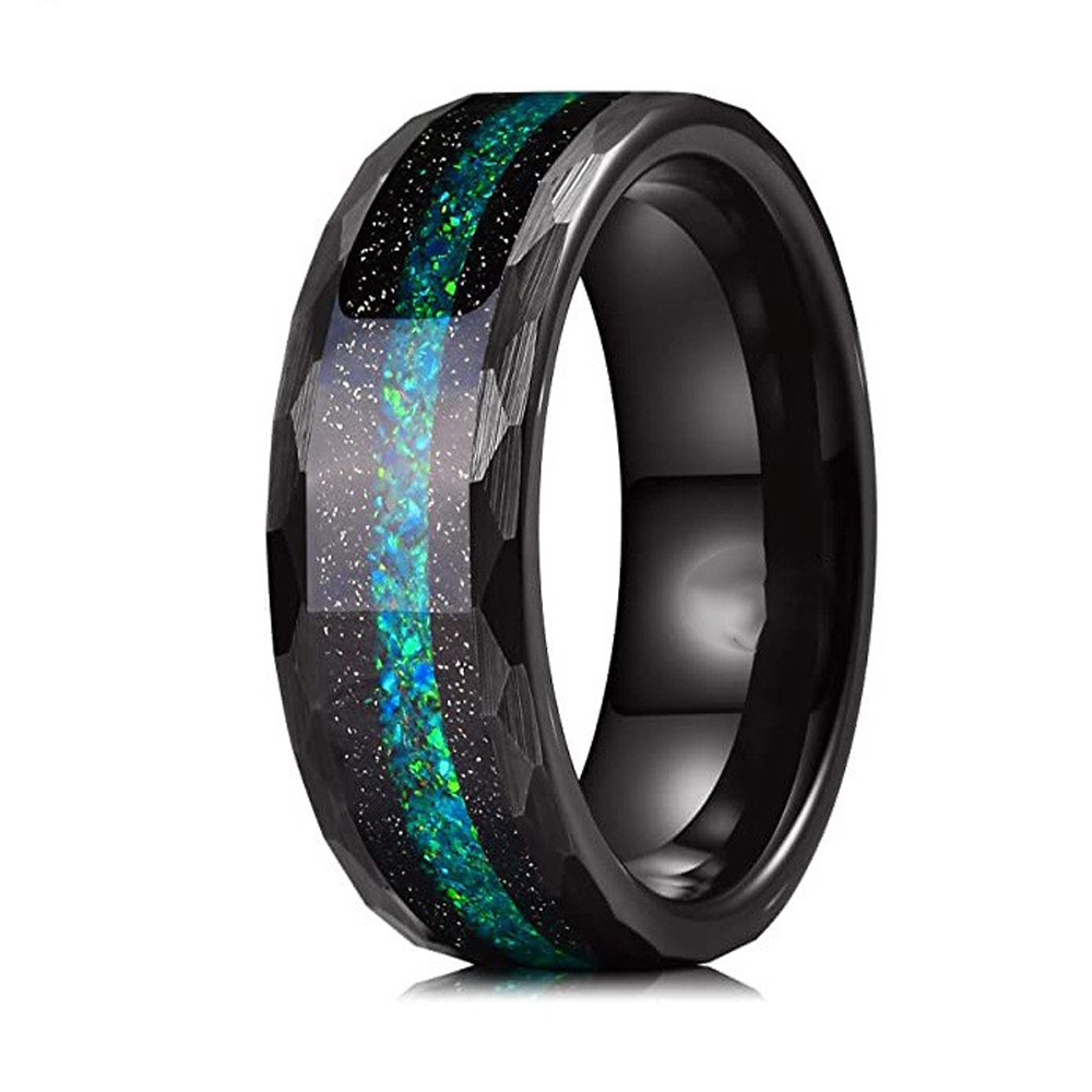 Turquoise Wide Surface 4MM Male Tungsten Ring 1