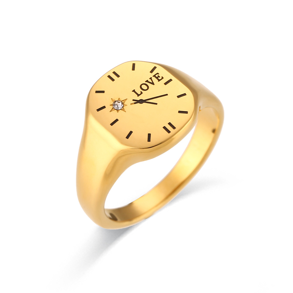 Fashion Stainless Steel Clock Ring