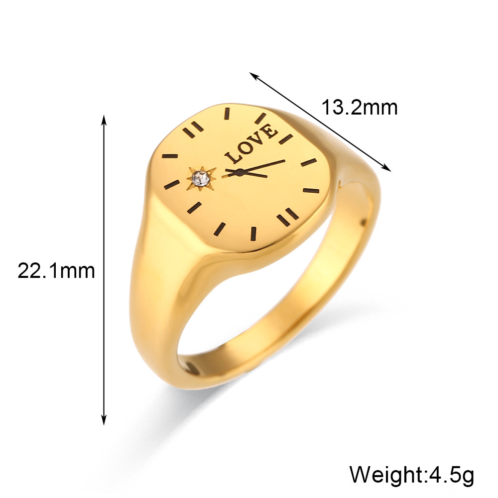 Fashion Stainless Steel Clock Ring