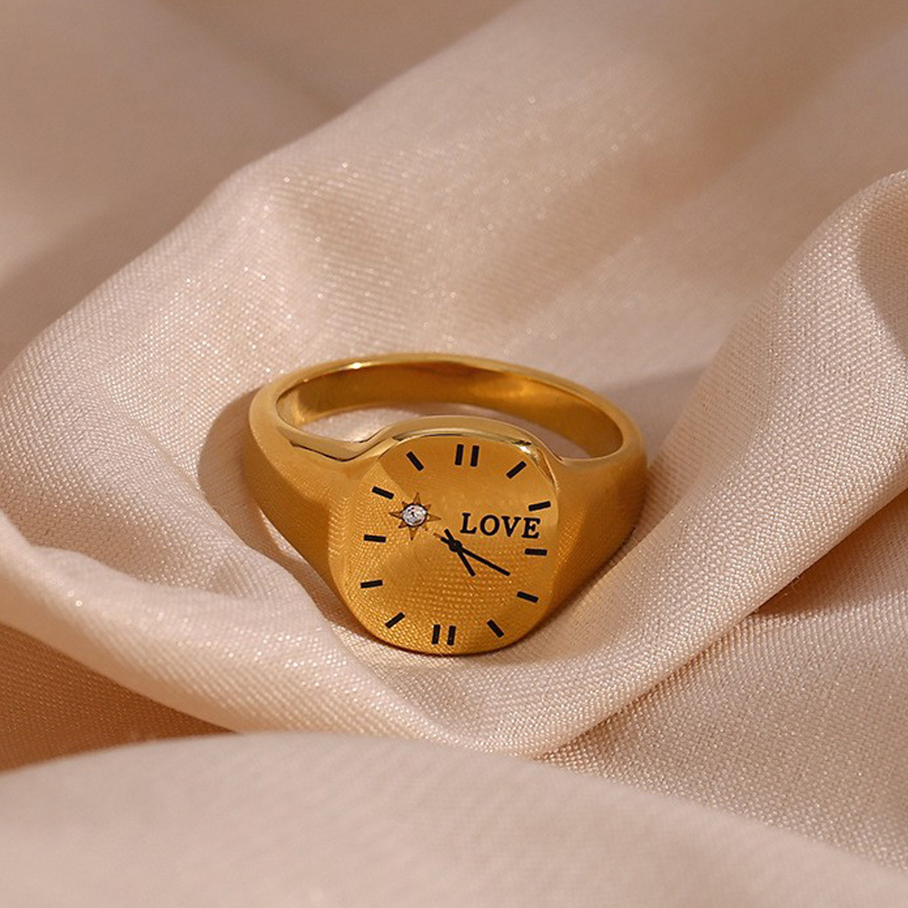 Fashion Stainless Steel Clock Ring