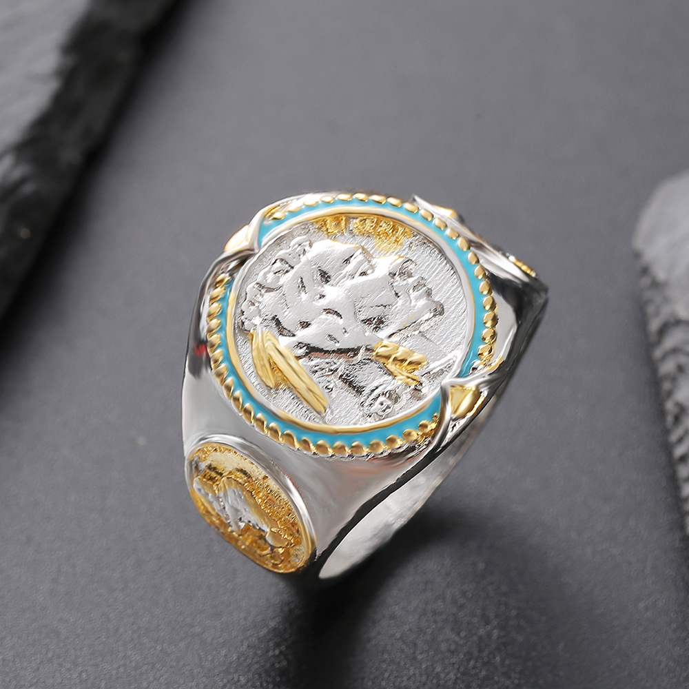 Hip Hop Two-tone Electroplated Gold Ring