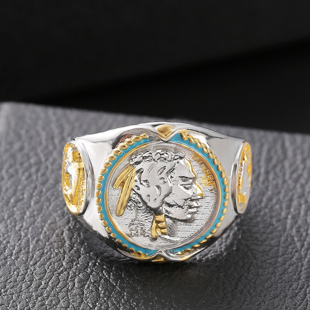 Hip Hop Two-tone Electroplated Gold Ring