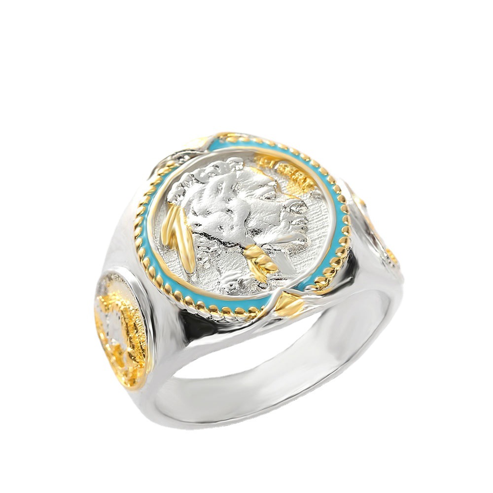 Hip Hop Two-tone Electroplated Gold Ring