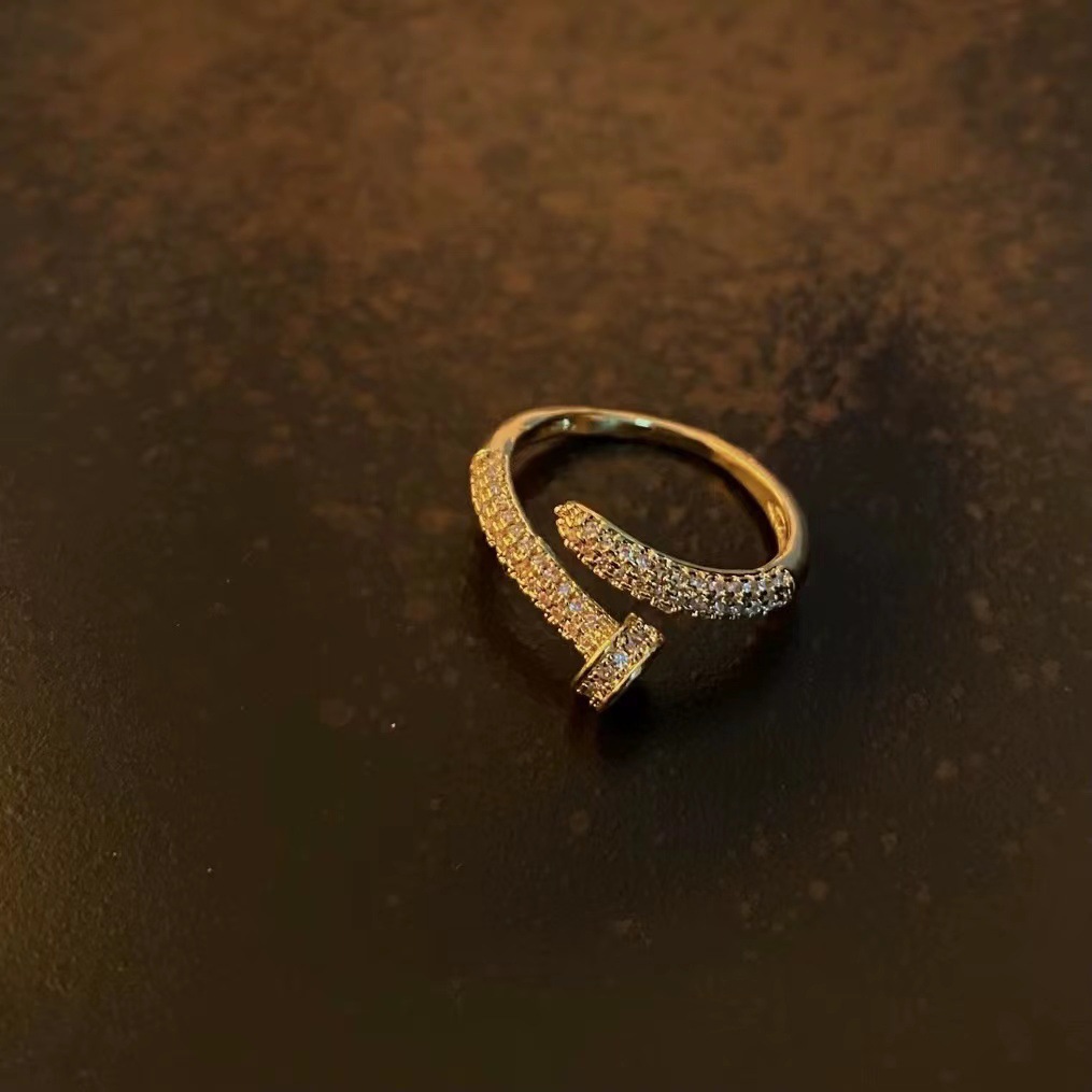 Nagelöffnung verstellbarer Damenring mit Volldiamanten Bild 2