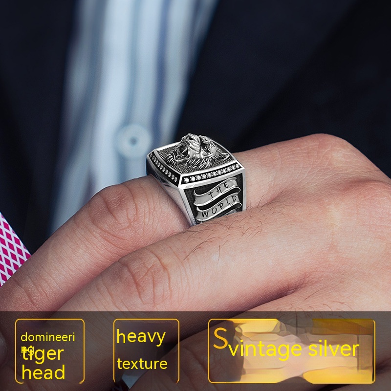 Ethnic Style Chinese Zodiac Tiger Ring - Side View
