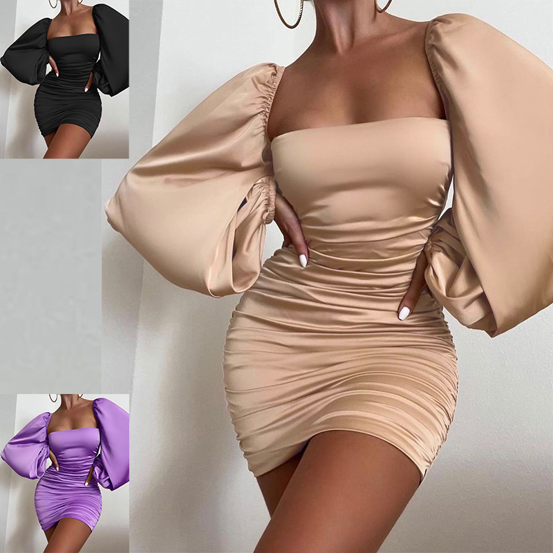 Women's Square Collar Long Sleeve Dress - Image 7