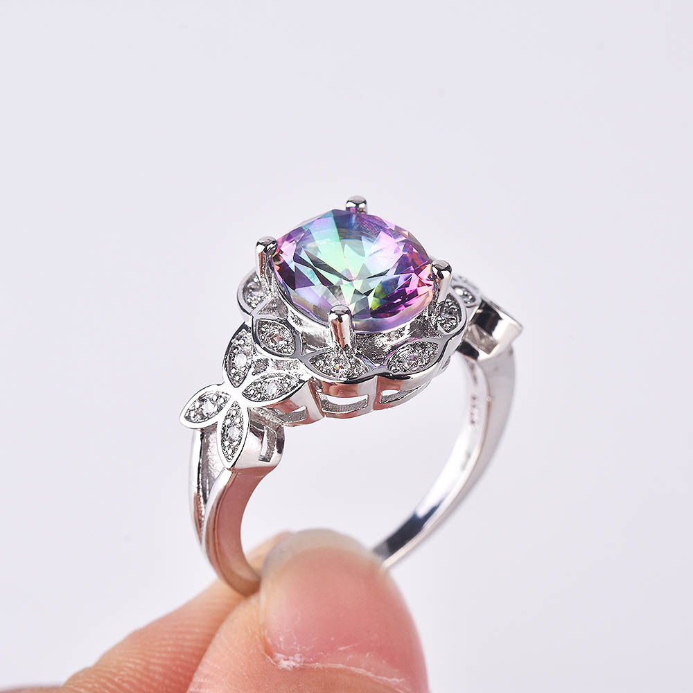 Anillo Mariposa Hueca de Circonita Arcoíris Imagen 1