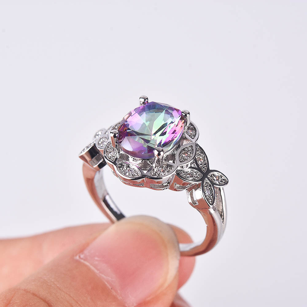 Anillo Mariposa Hueca de Circonita Arcoíris Imagen 5
