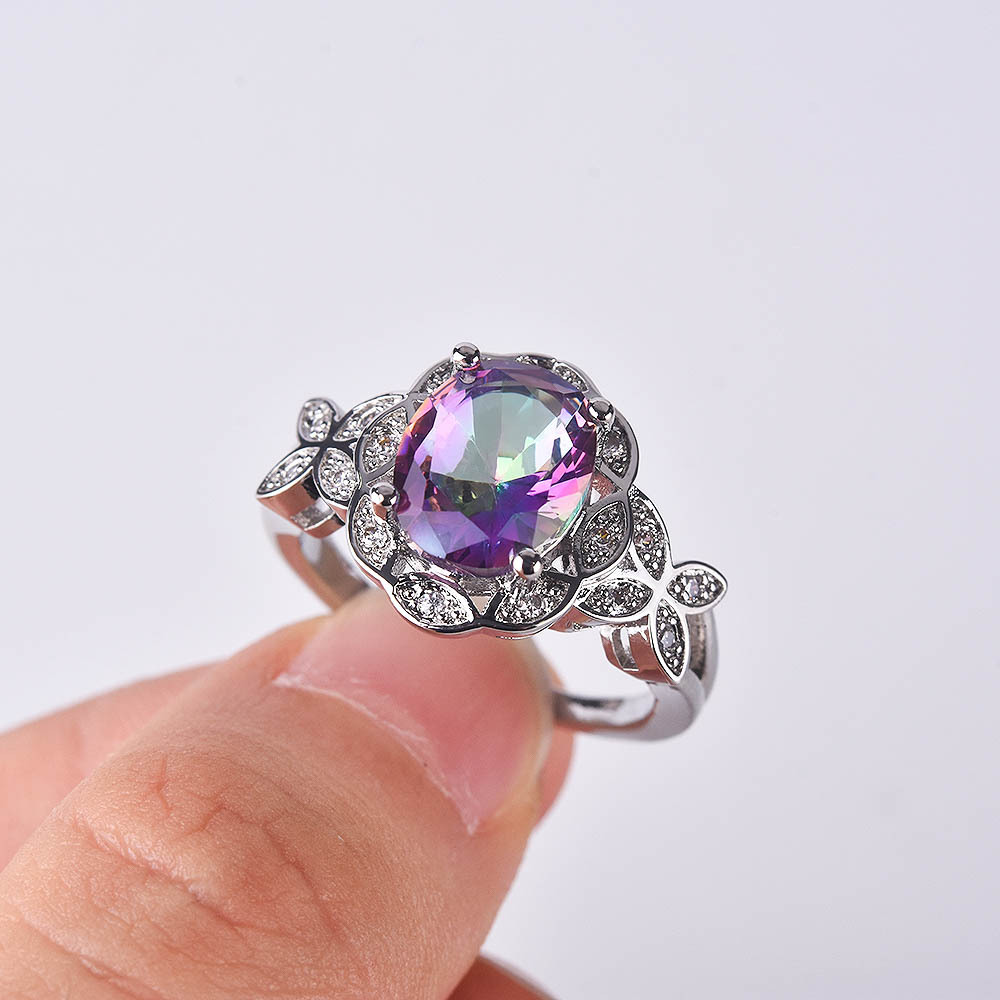 Anillo Mariposa Hueca de Circonita Arcoíris Imagen 4