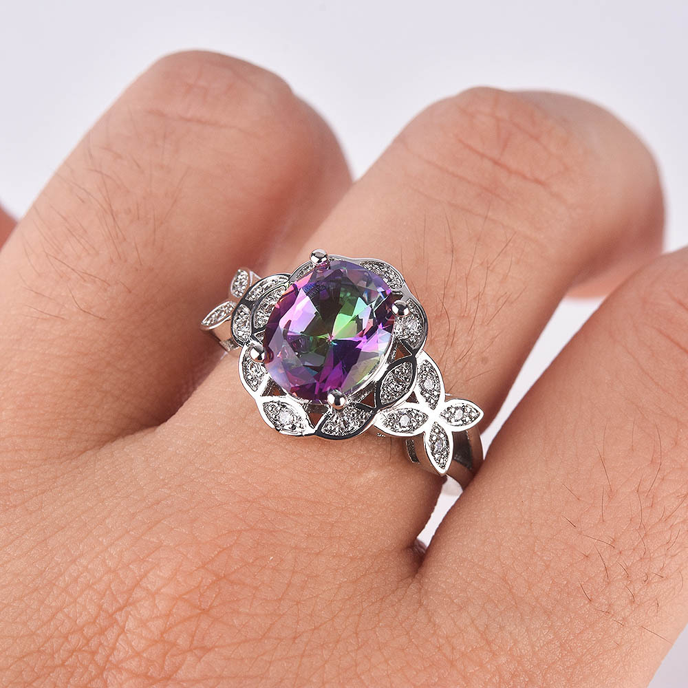 Anillo Mariposa Hueca de Circonita Arcoíris Imagen 2