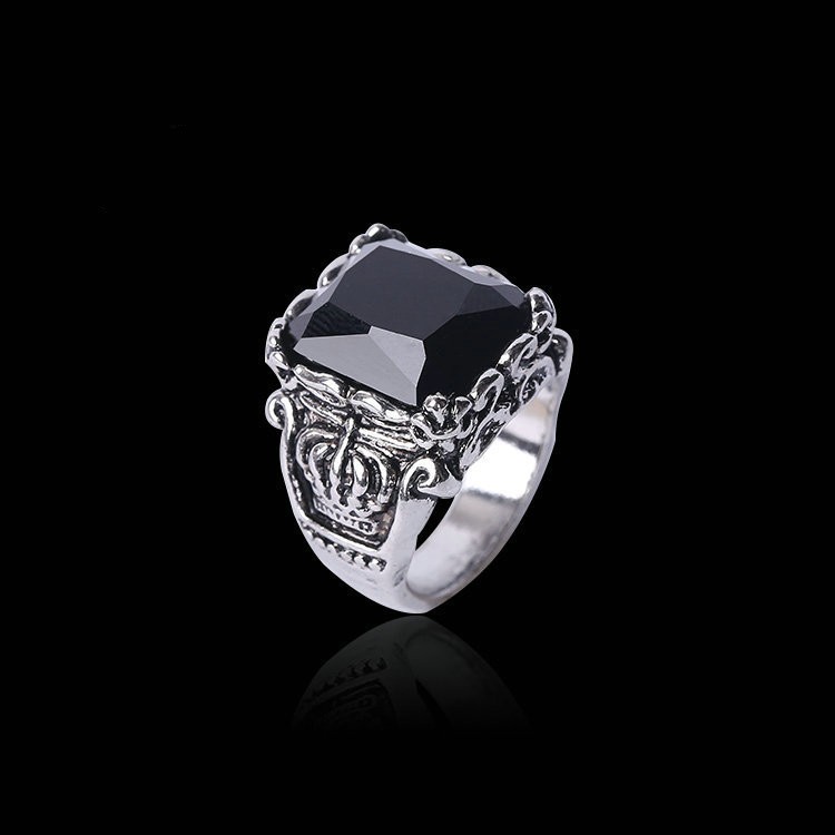 Men's Vintage Ruby Titanium Steel Ring Image 3