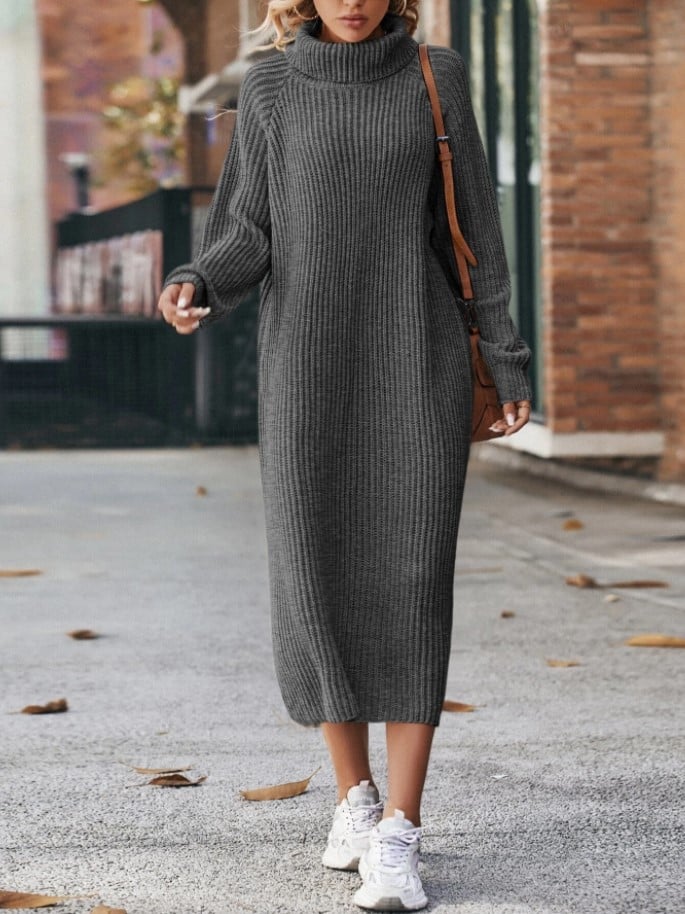 Woolen Dress in Dark Green