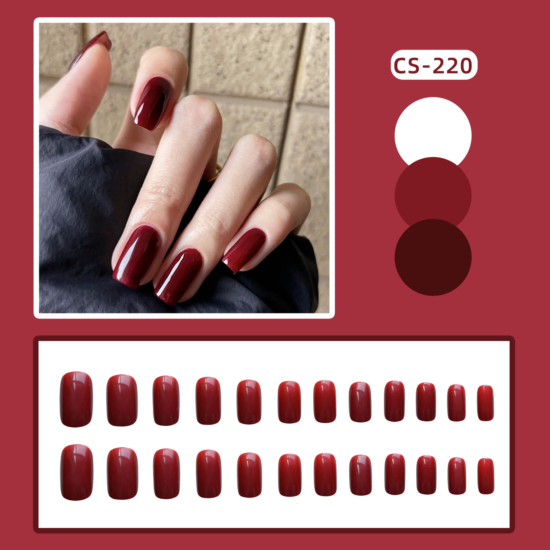 Jelly Red Fake Nails Image 1