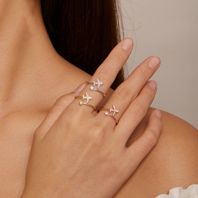 S925 Sterling Silver Sailing Distance Opening Ring - Adjustable Opening