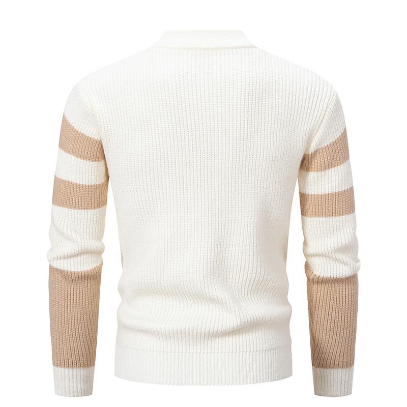 Men's Knitwear Fashion Colorblock Mock Neck Sweater Style 5