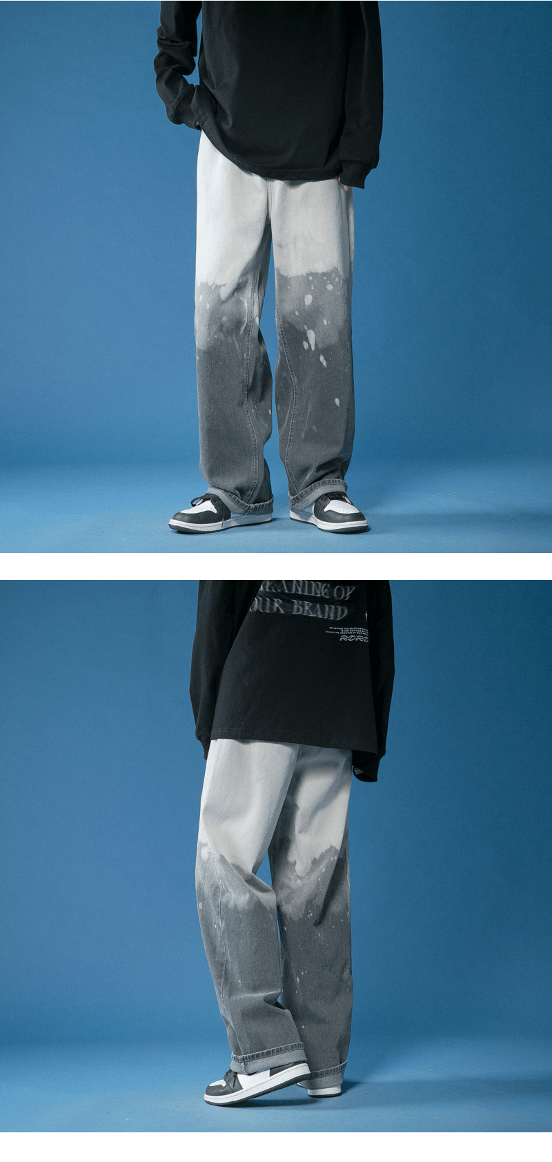 Men's Wide-leg Tie-dye Gradient Denim Casual Pants Image 9