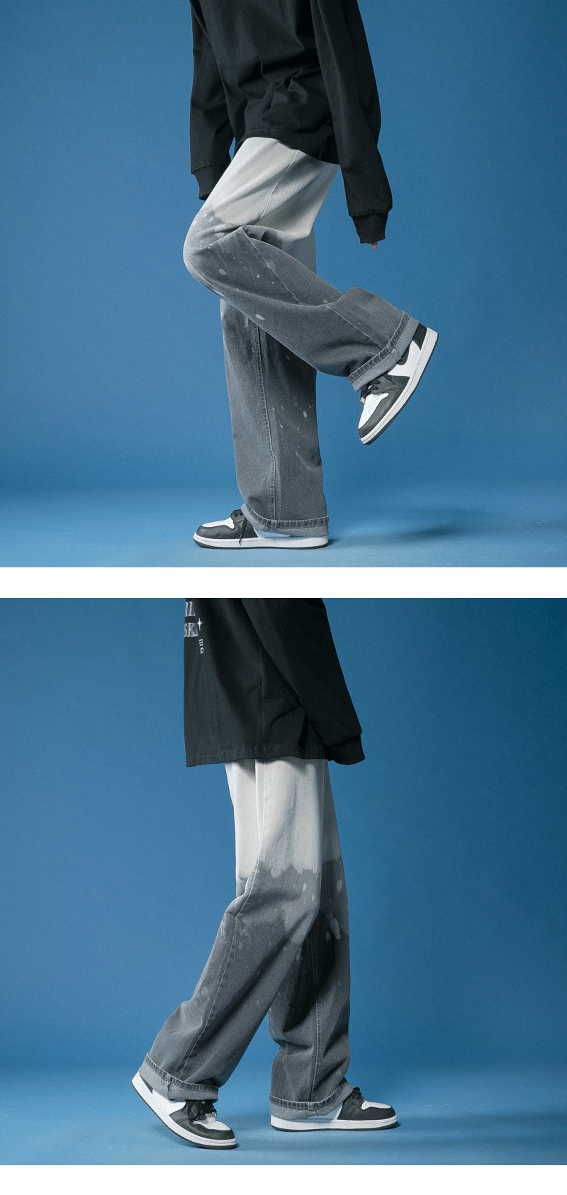 Men's Wide-leg Tie-dye Gradient Denim Casual Pants Image 10