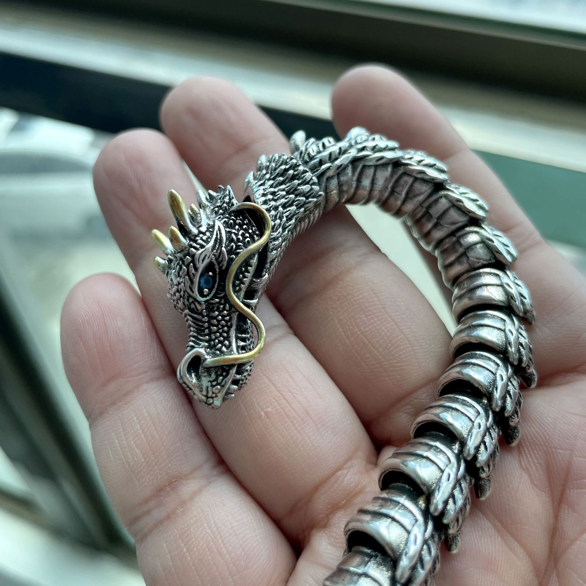 Personalized Sapphire Zodiac Dragon Bracelet Image 2
