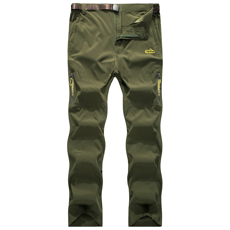 Quick-Drying Outdoor Pants - Black Grey Color - Waterproof Stretch Hiking Trousers Front View
