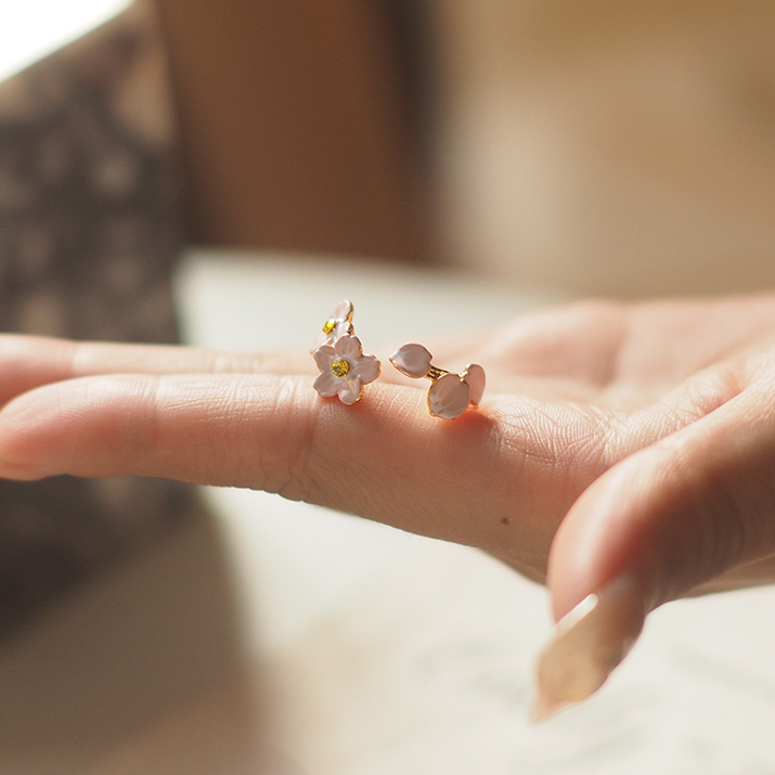 Flower Niche Peach Blossom Retro Enamel Craft Ring - Image 5