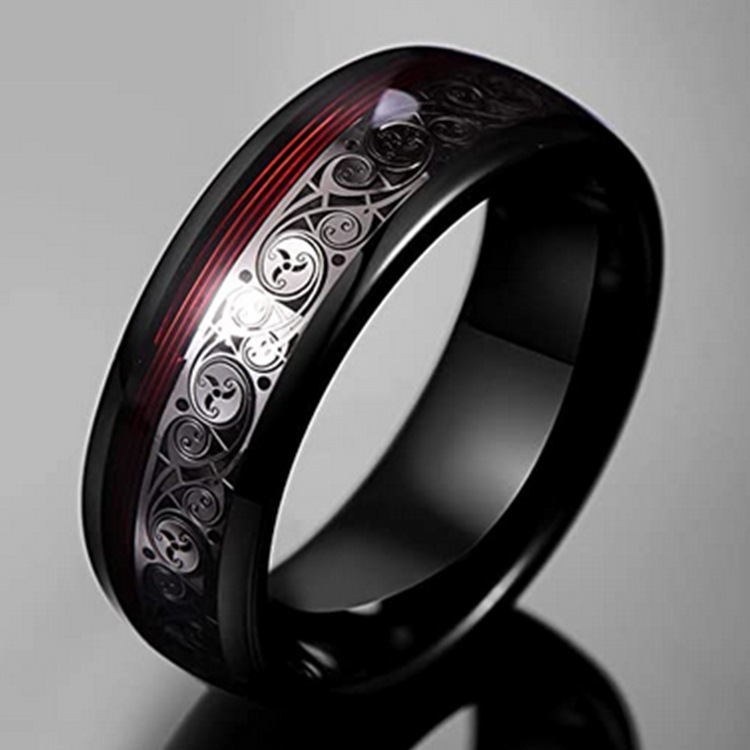 Tungsten Steel Black Decorative Men's Ring 4