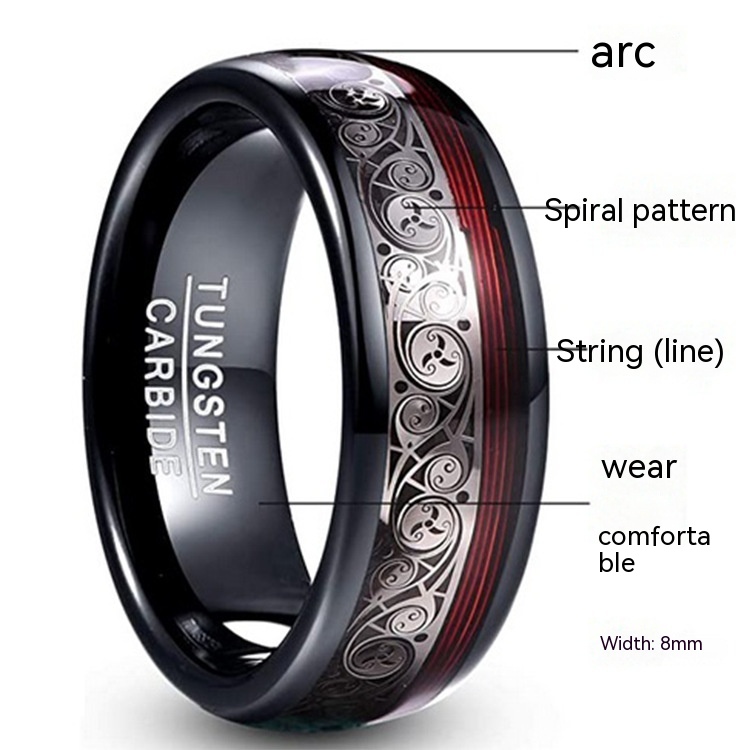 Tungsten Steel Black Decorative Men's Ring 2