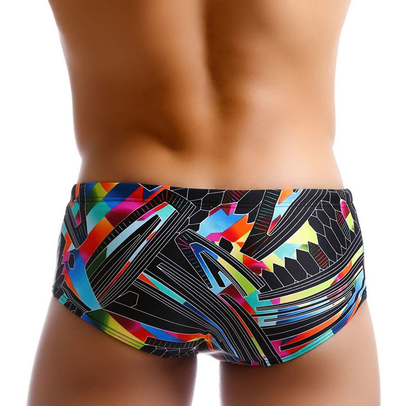 Geometric Color Line Print Boxer Swimming Shorts 2