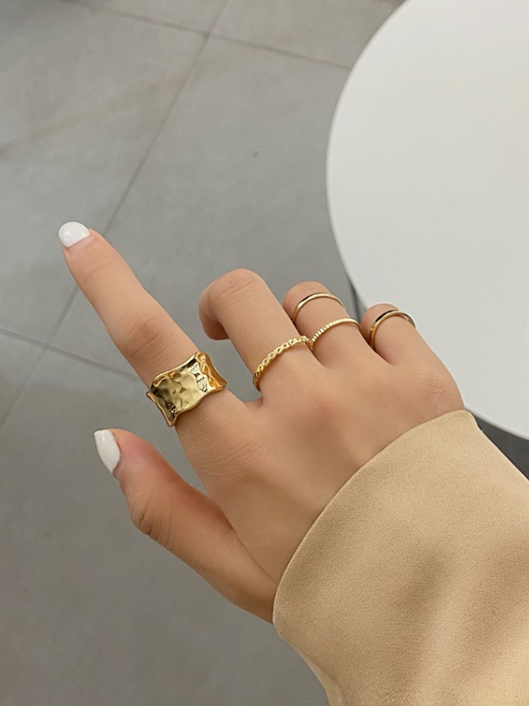 Japanese Korean Style Silver Ring Set