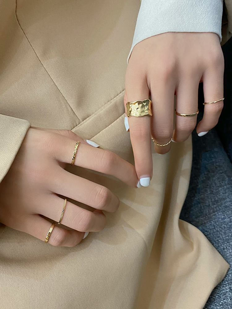 Japanese Korean Style Gold Ring Set
