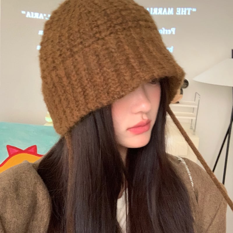 Lace-up Windproof Knitted Hat 3