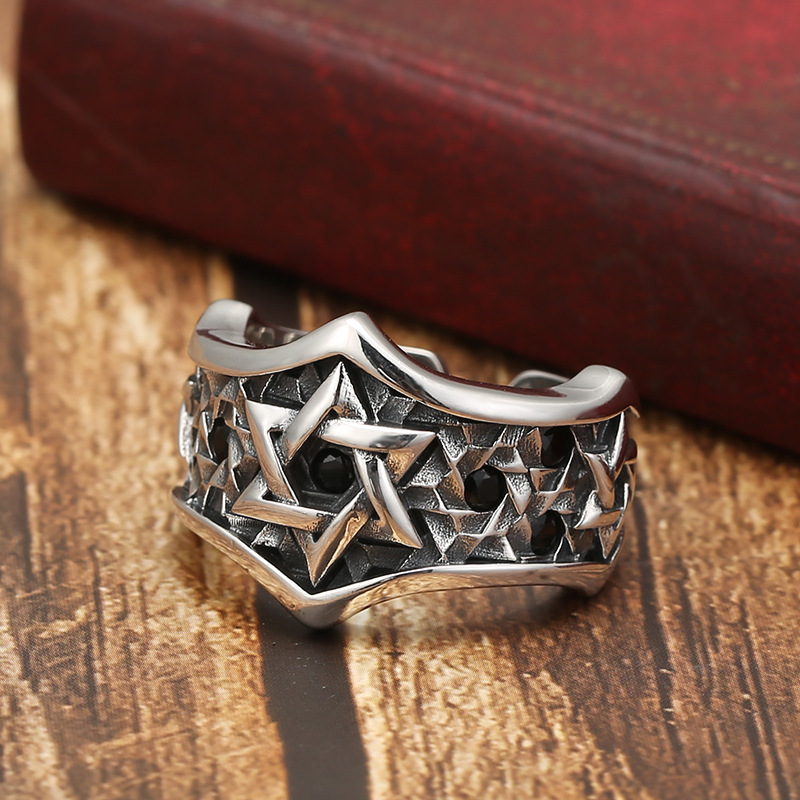 Personalized Six Pointed Star Inlaid Ring Image 6