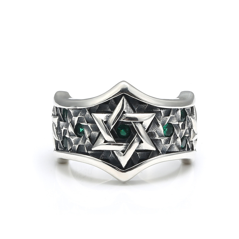 Personalized Six Pointed Star Inlaid Ring Image 2