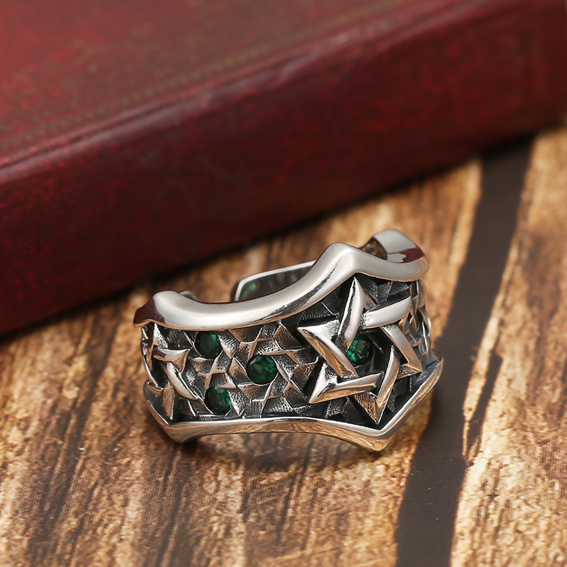 Personalized Six Pointed Star Inlaid Ring Image 5