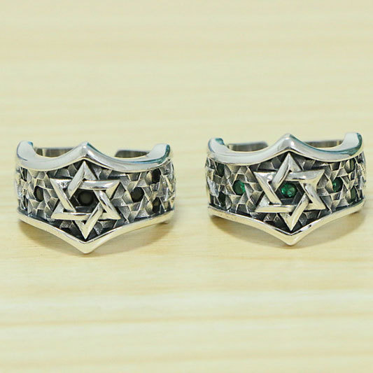 Personalized Six Pointed Star Inlaid Ring Image 1