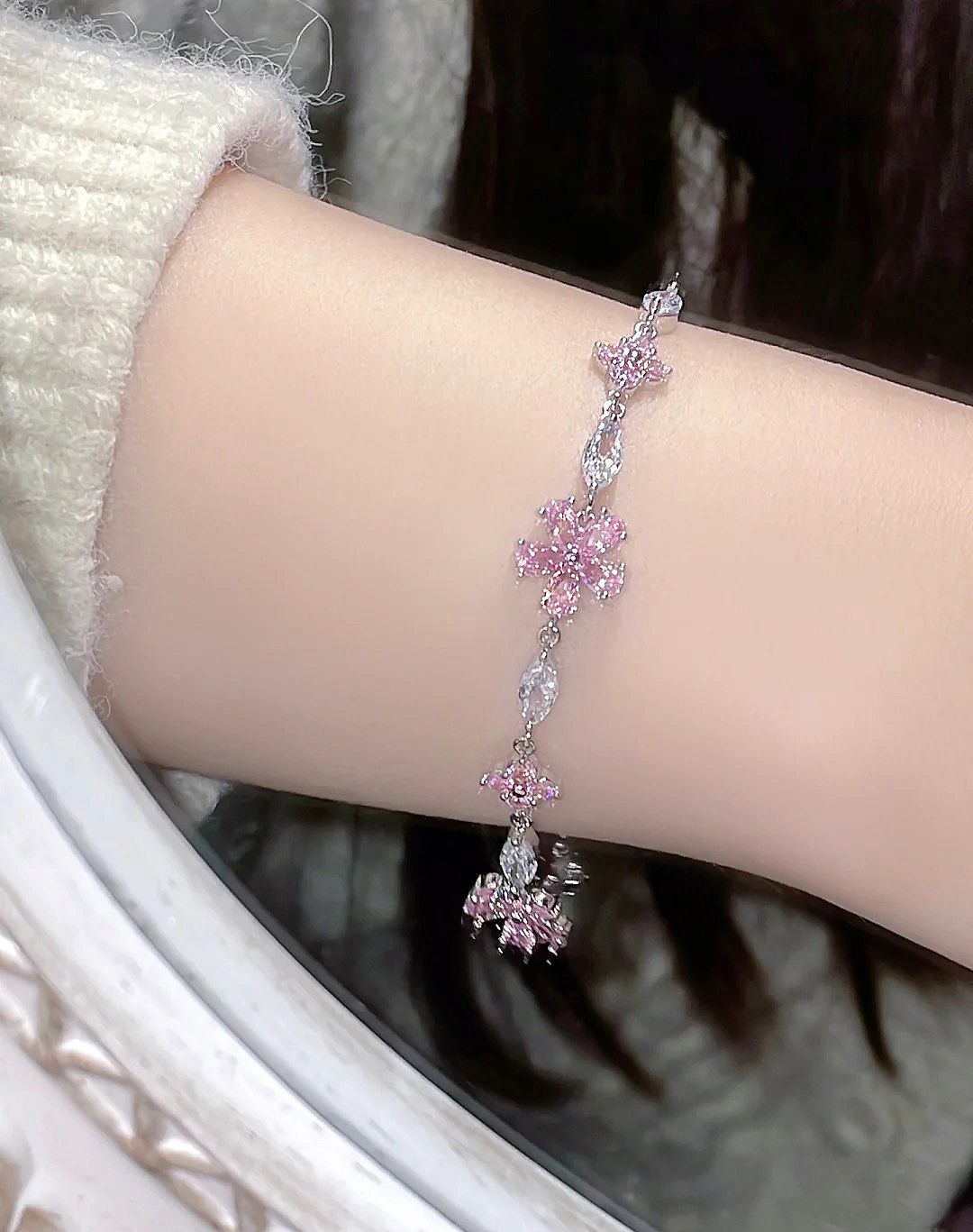 Women's Cherry Blossom Crystal Bracelet Image 6
