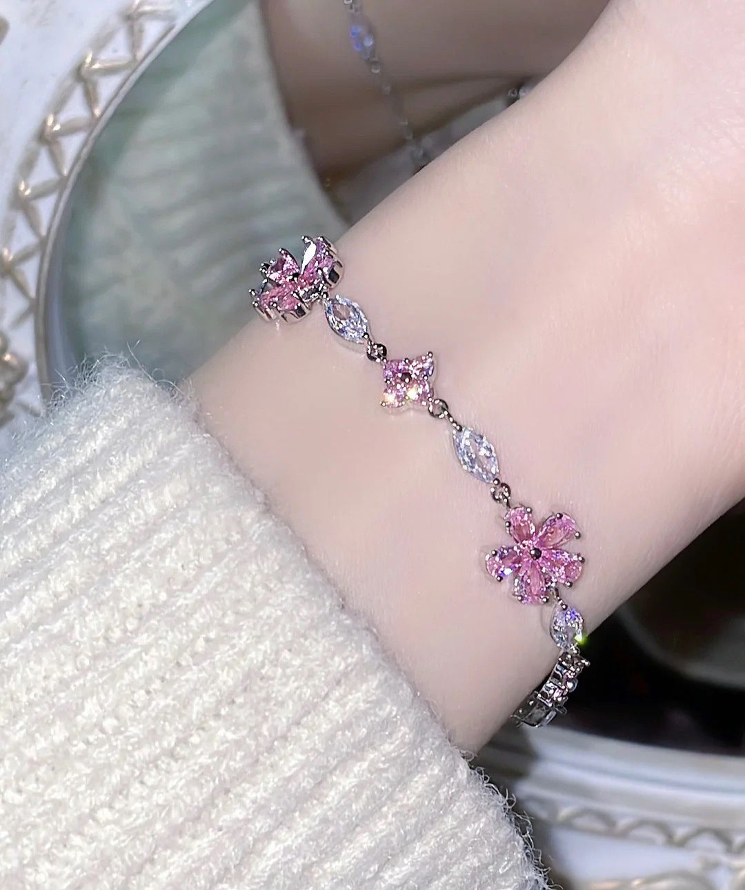 Women's Cherry Blossom Crystal Bracelet Image 7