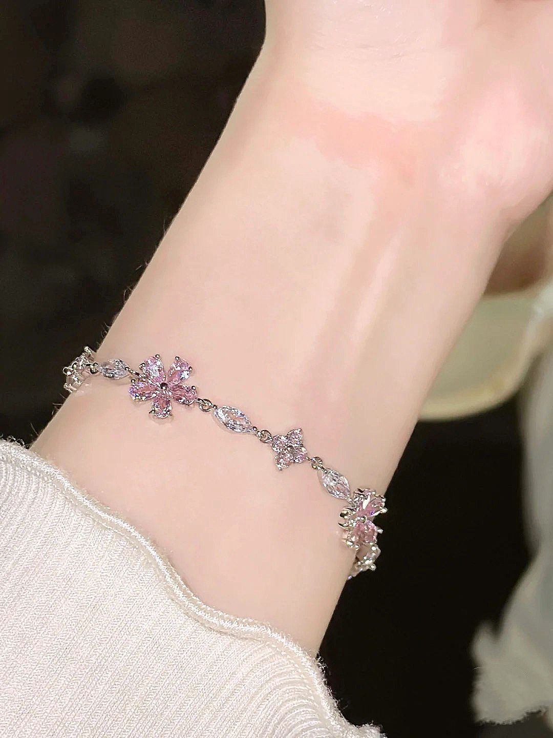 Women's Cherry Blossom Crystal Bracelet Image 3