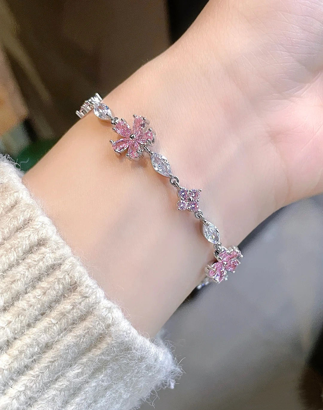 Women's Cherry Blossom Crystal Bracelet Image 4