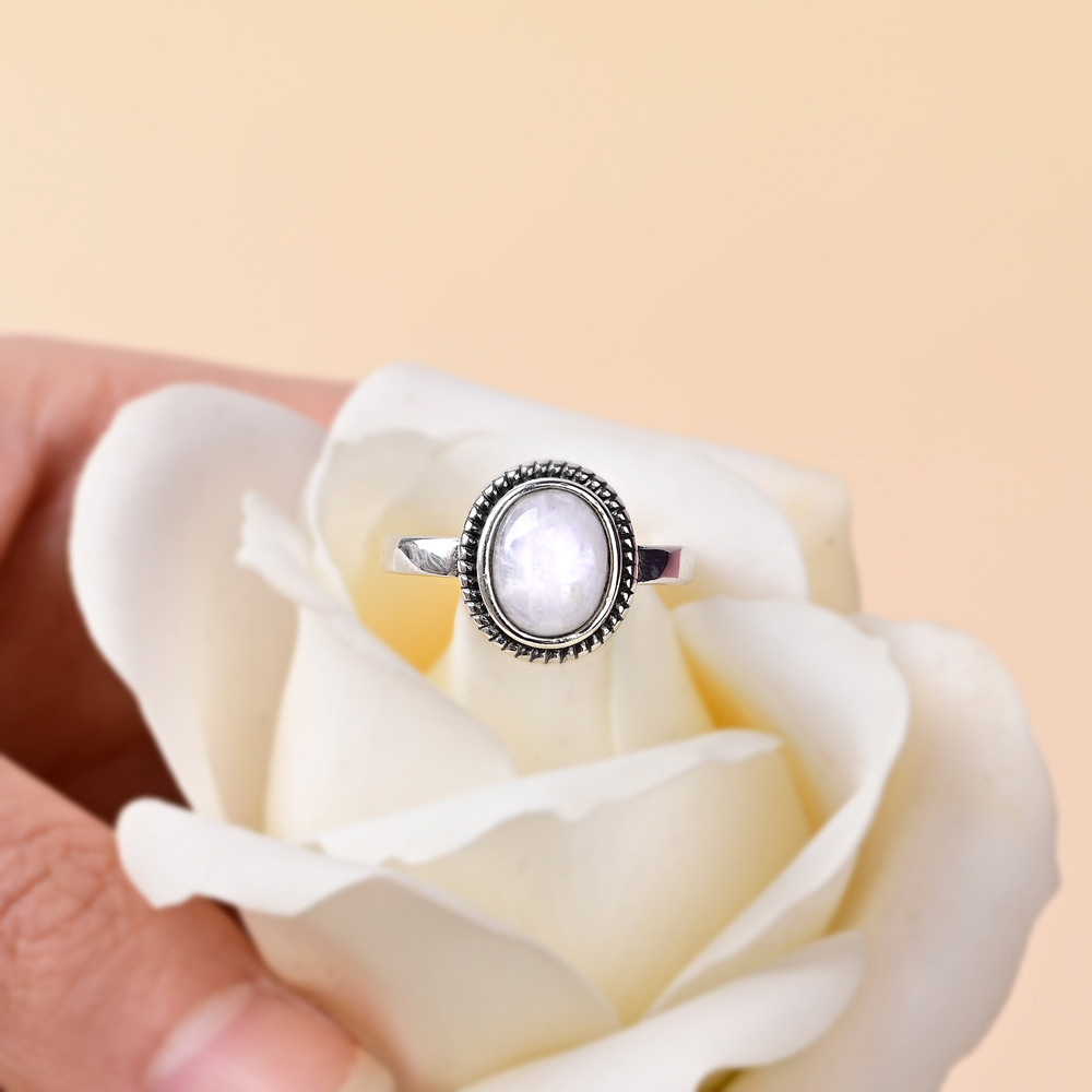 Bohemian Oval Moon Stone Ring 1