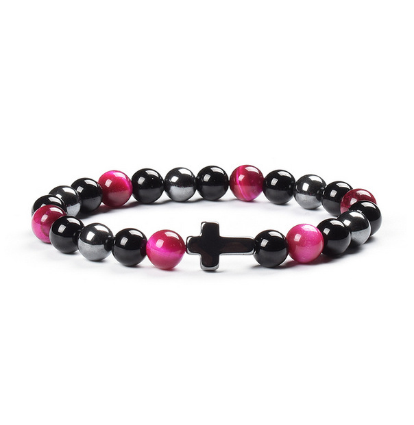 Colorful Tigereye Cross Agate Bracelet 5
