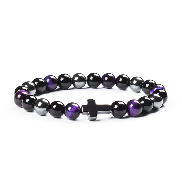 Colorful Tigereye Cross Agate Bracelet 4