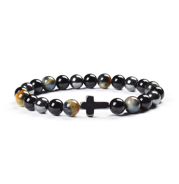 Colorful Tigereye Cross Agate Bracelet 1