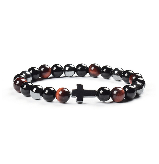 Colorful Tigereye Cross Agate Bracelet 7