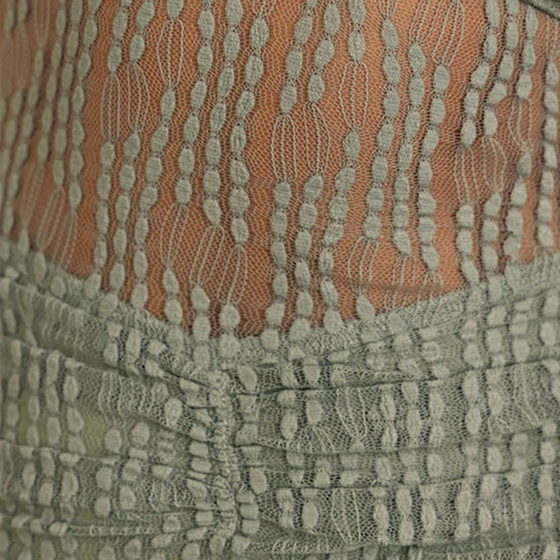 Autumn Sling Lace Jacquard Pleated Length Dress 9