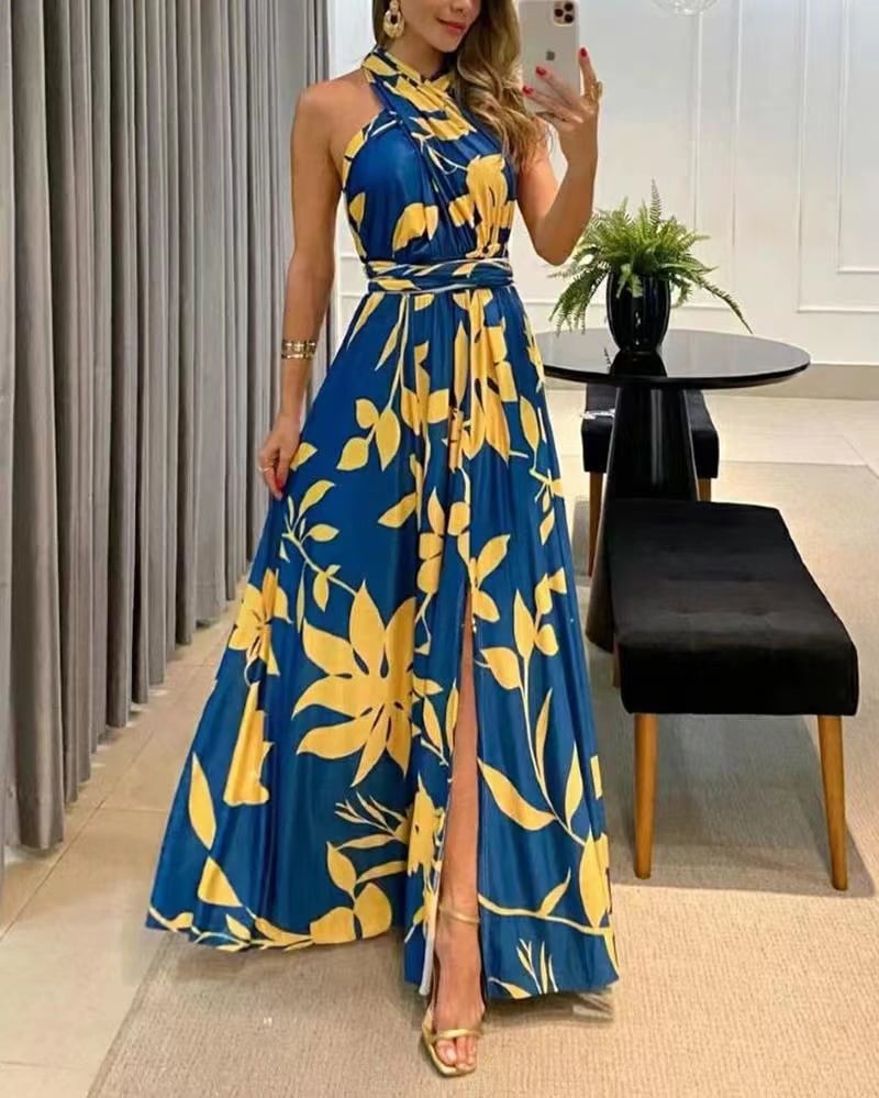 Yellow Printed Long Dress