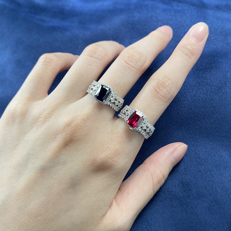 925 Silver Ring Inlaid Gem Image 1