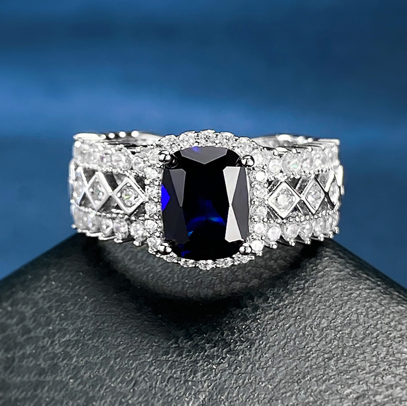 925 Silver Ring Inlaid Gem Image 4