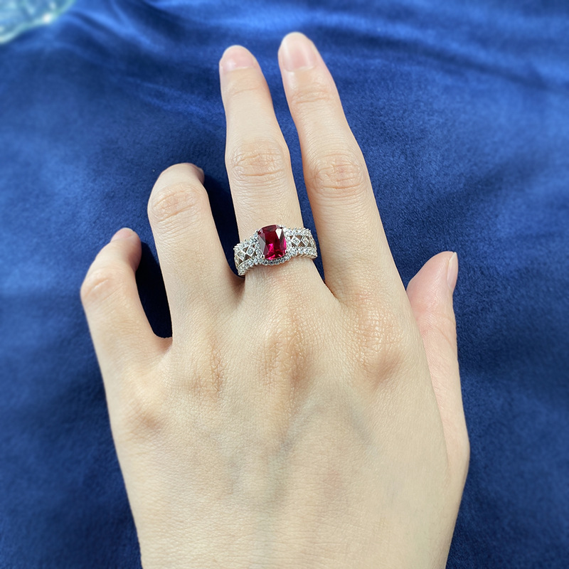 925 Silver Ring Inlaid Gem Image 5