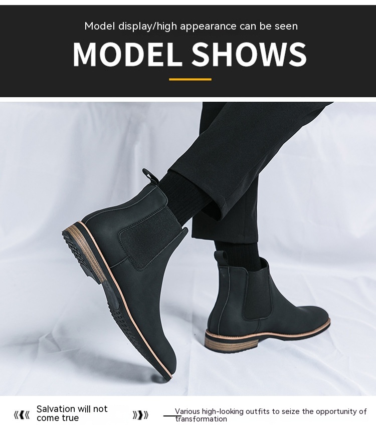 Plus Size High-top Pointed Leather Shoes Image 1