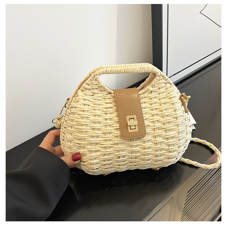 Off White Woven Shoulder Bag